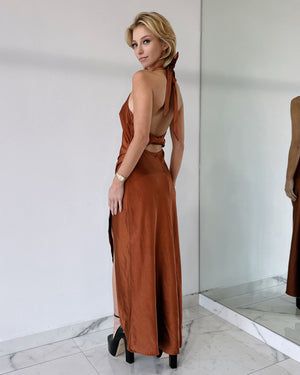 Copper Silk Maxi Dress