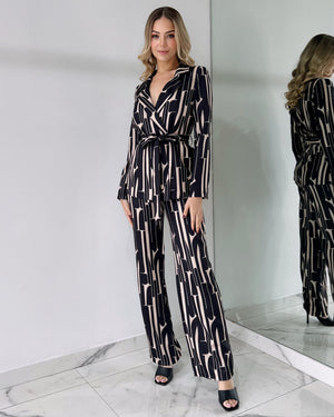Black and Nude Blazer + Pant Set