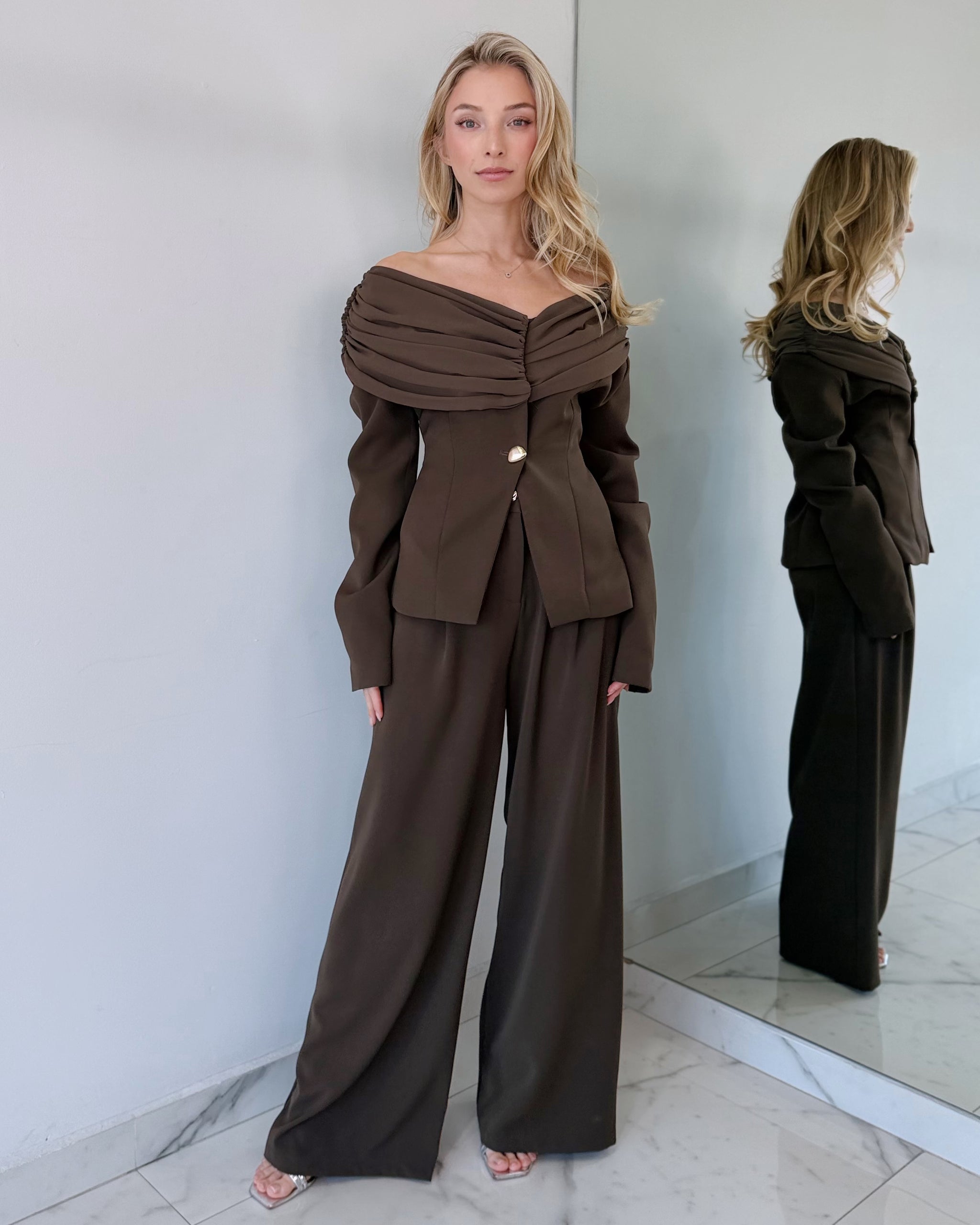 Chocolate Coffee Top + Pant Two Piece Set