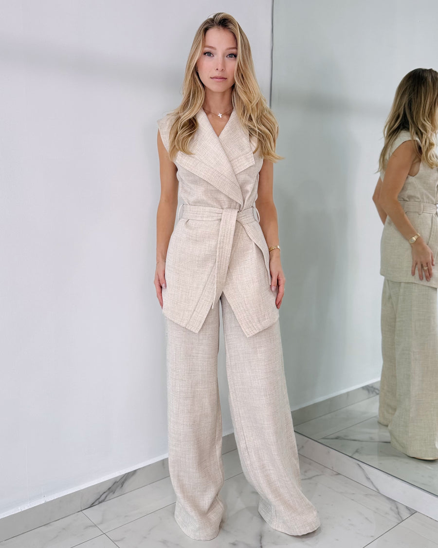 Nude Top + Pant Two Piece Set