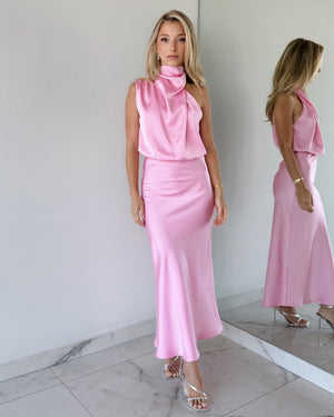 Light Pink Halter Midi Dress