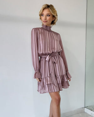 Mauve Stripped Short Dress