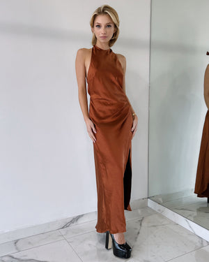 Copper Silk Maxi Dress