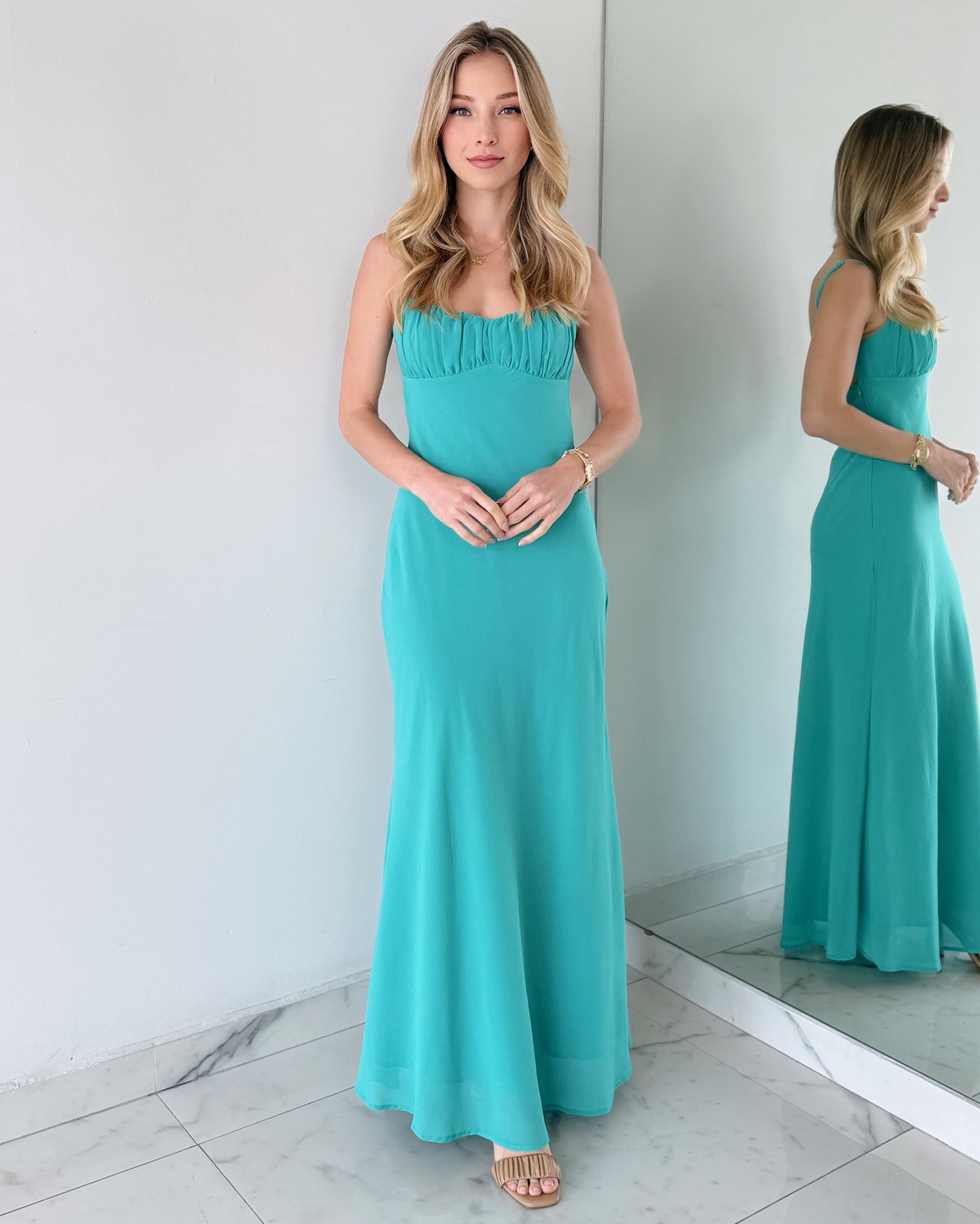 Jelly Mint Twist Back Maxi Dress