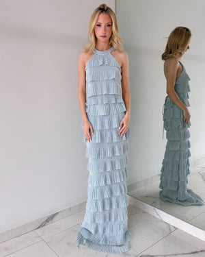 Baby Blue Tassels Gown Dress