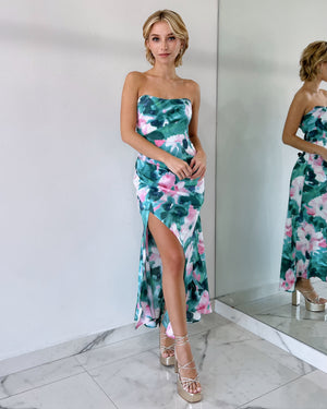 Floral Strapless Print Dress