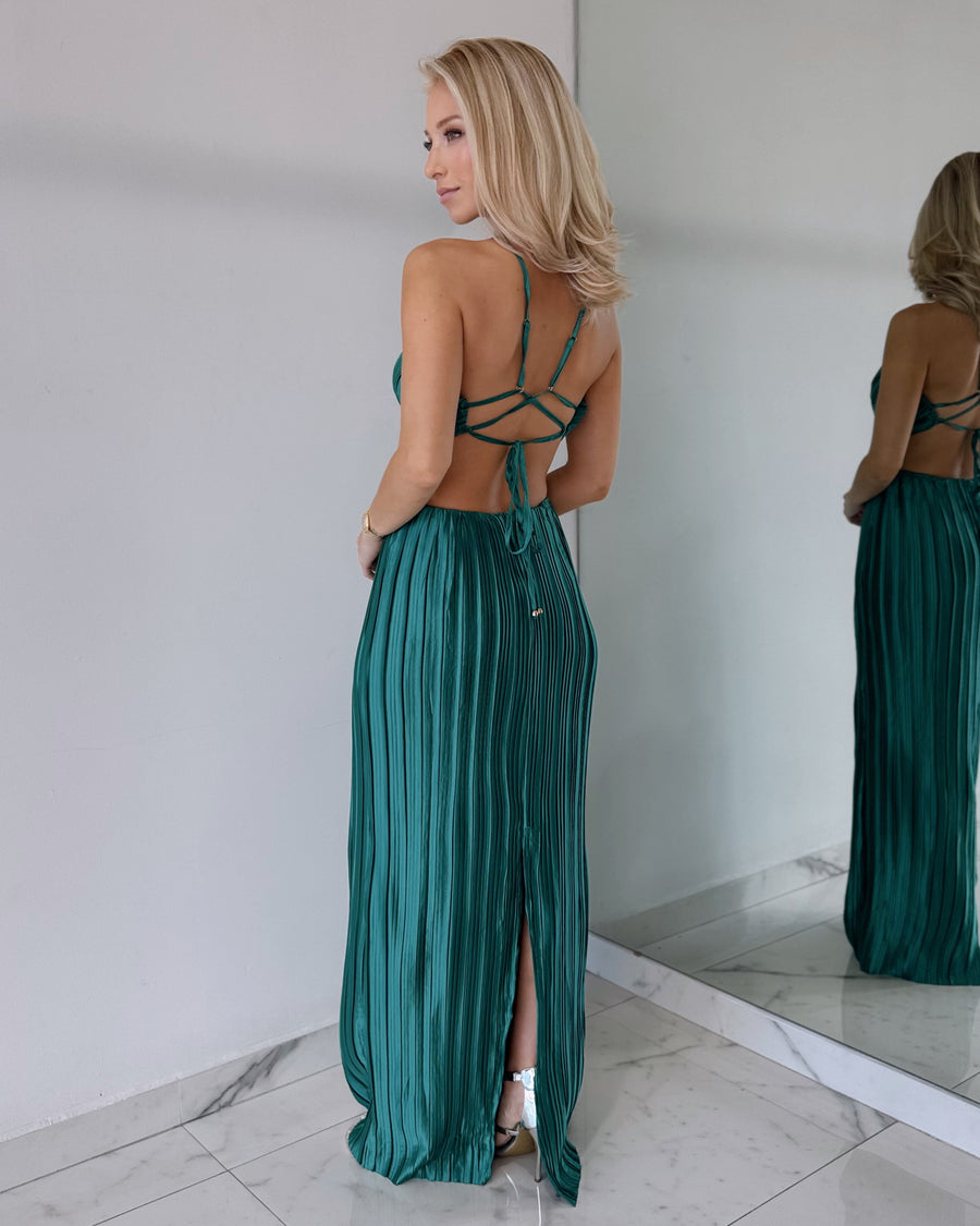 Turquoise Open Detail Gown Dress