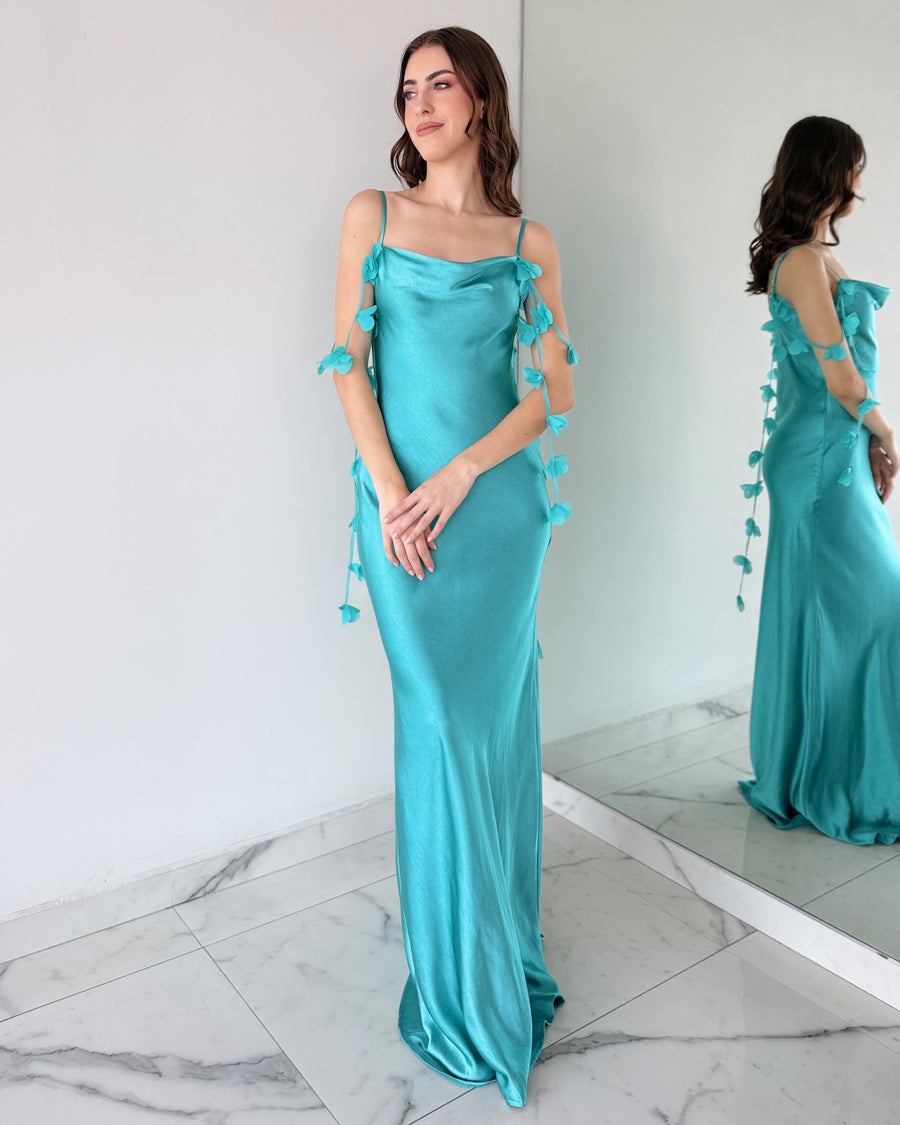 Blue Teal Detail Gown Dress
