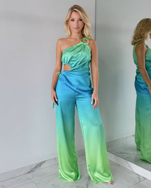 Blue Green Open Detail Two Piece Set
