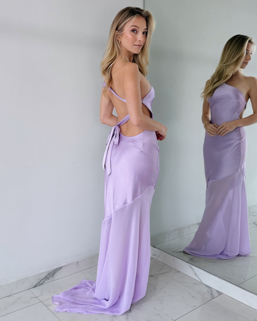 Lilac Open Back Gown Dress