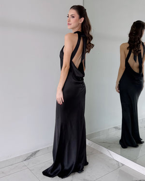 Black Open Back Gown Dress