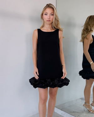 Black Ruffle Open Back Mini Dress