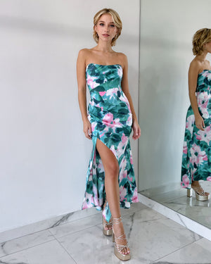 Floral Strapless Print Dress