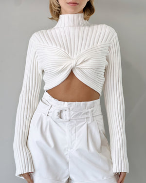 White Sueter Crop Top