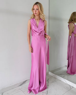 LD10664 Orchid Open Back Gown Dress