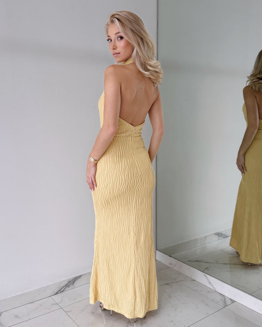 Yellow Halter Neck Maxi Dress