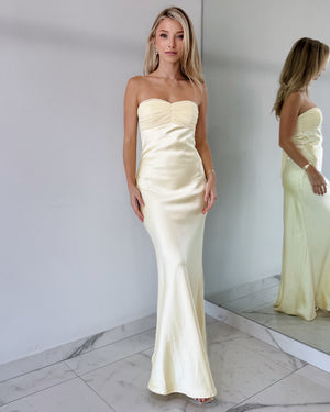 Butter Yellow Strapless Maxi Dress