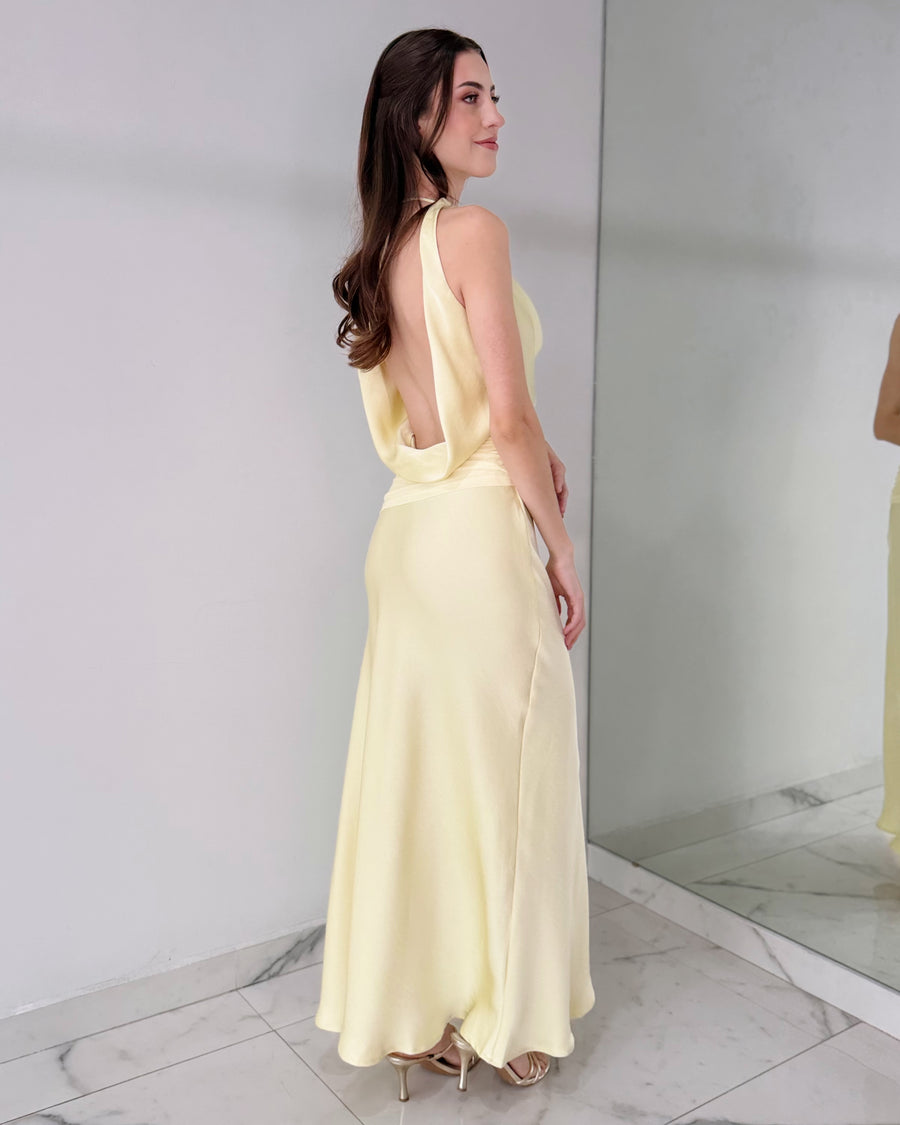 Butter Yellow Open Back Maxi Dress