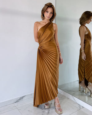 Copper Asymmetrical Midi Dress