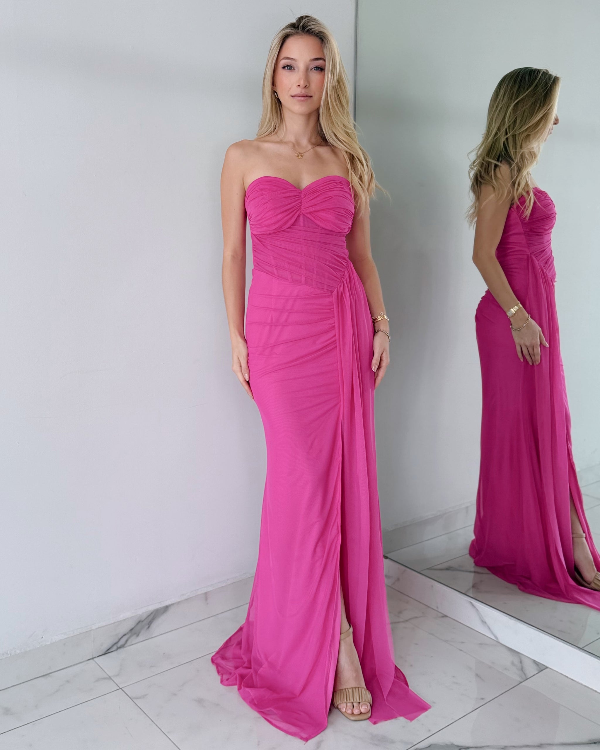 Magenta Open Detail Gown Dress