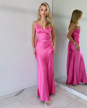 Pink Open Back Gown Dress
