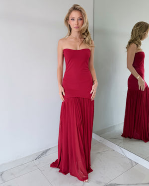 Red Strapless Gown Dress