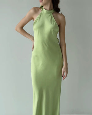Lemon Open Back Gown Dress