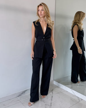 Black Top + Pant Two Piece Set