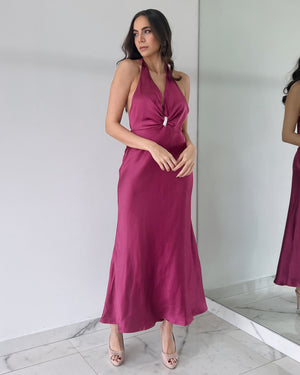 Pink Neck Detail Maxi Dress