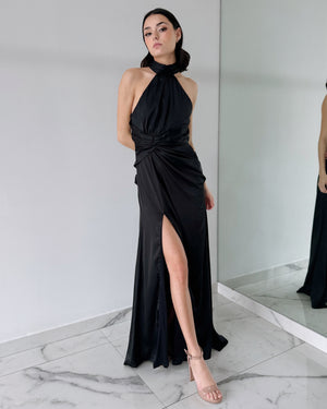 Black Open Back Gown Dress