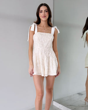 White Strap Sequin Romper