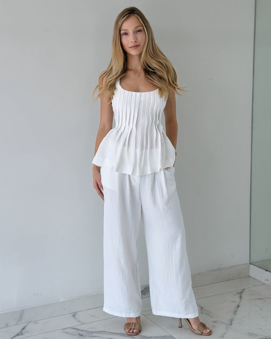 White Top + Pant Two Piece Set