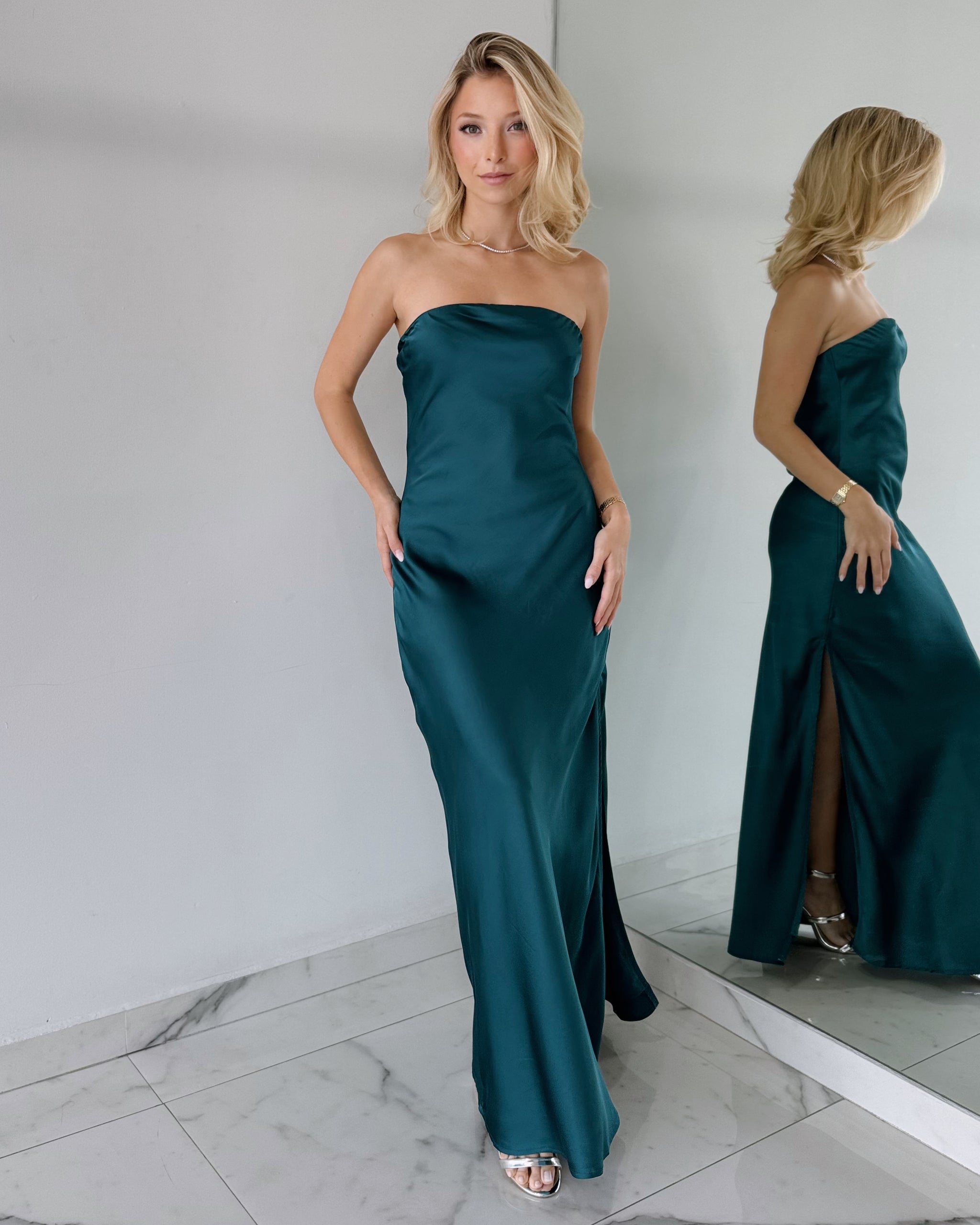 FD11771 Emerald Strapless Gown Dress