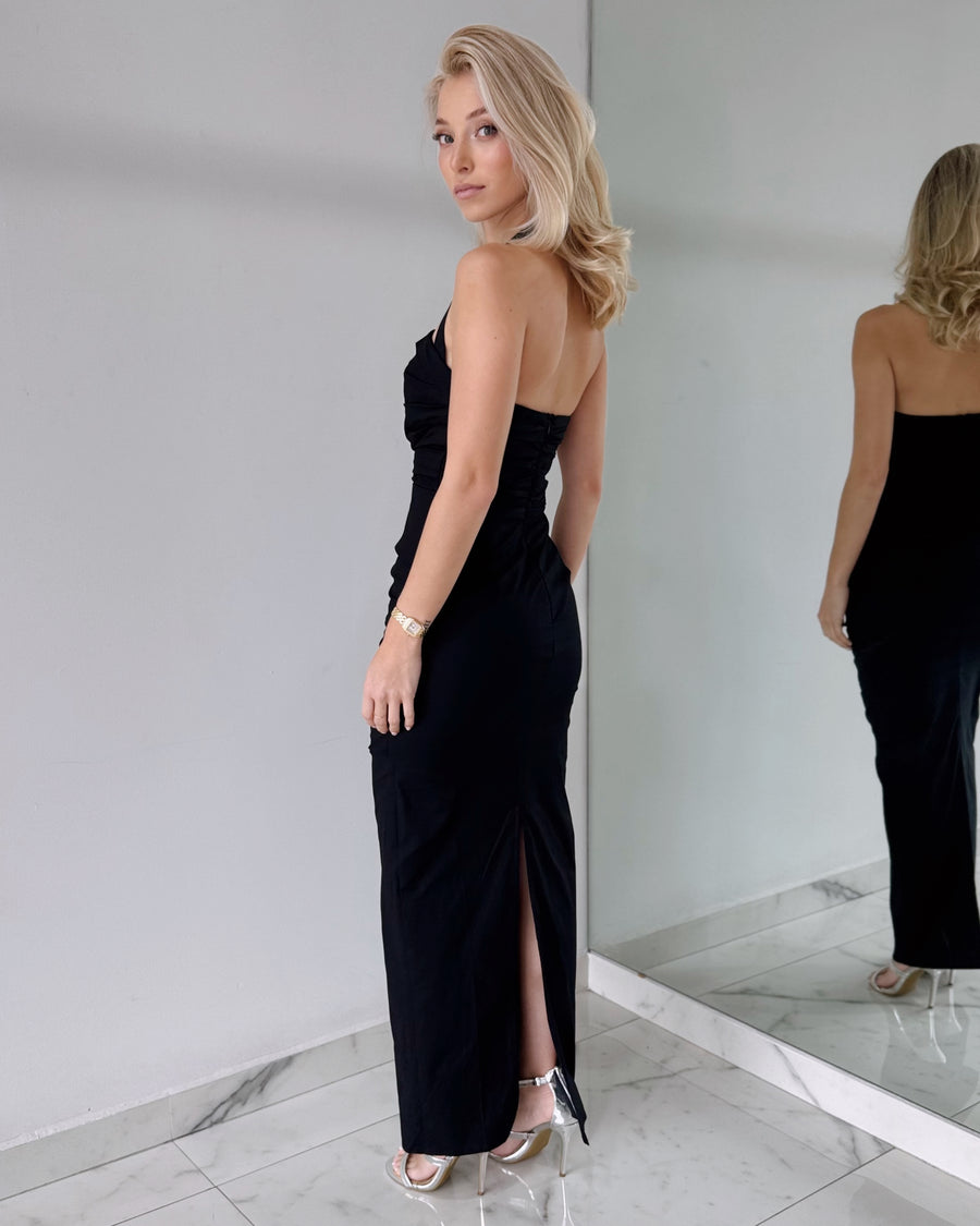 Black Halter Bodycon Maxi Dress