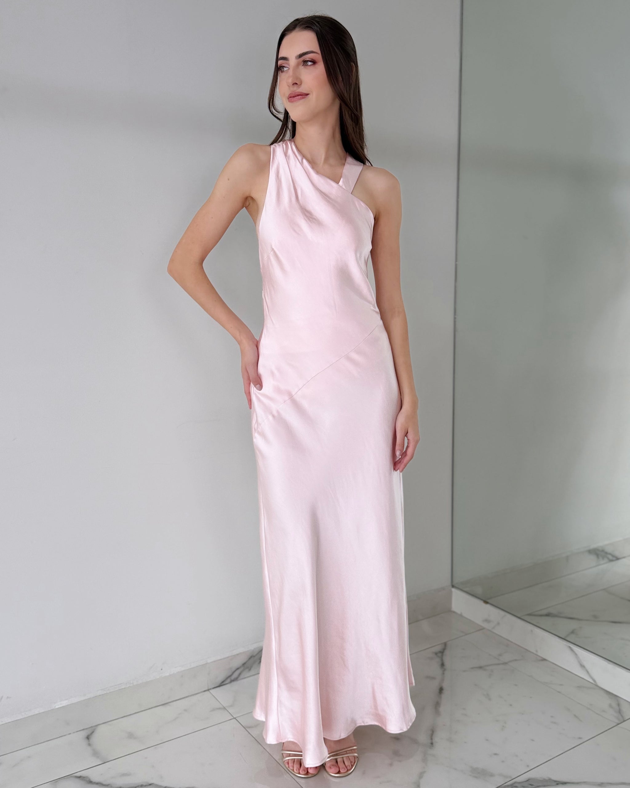 Baby Pink Open Back Maxi Dress
