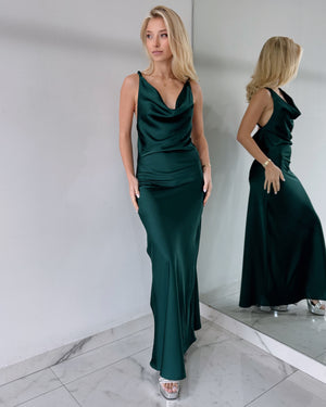 Forest Green Open Back Maxi Dress