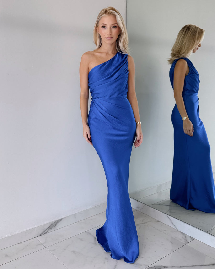 Royal Blue One Shoulder Gown Dress