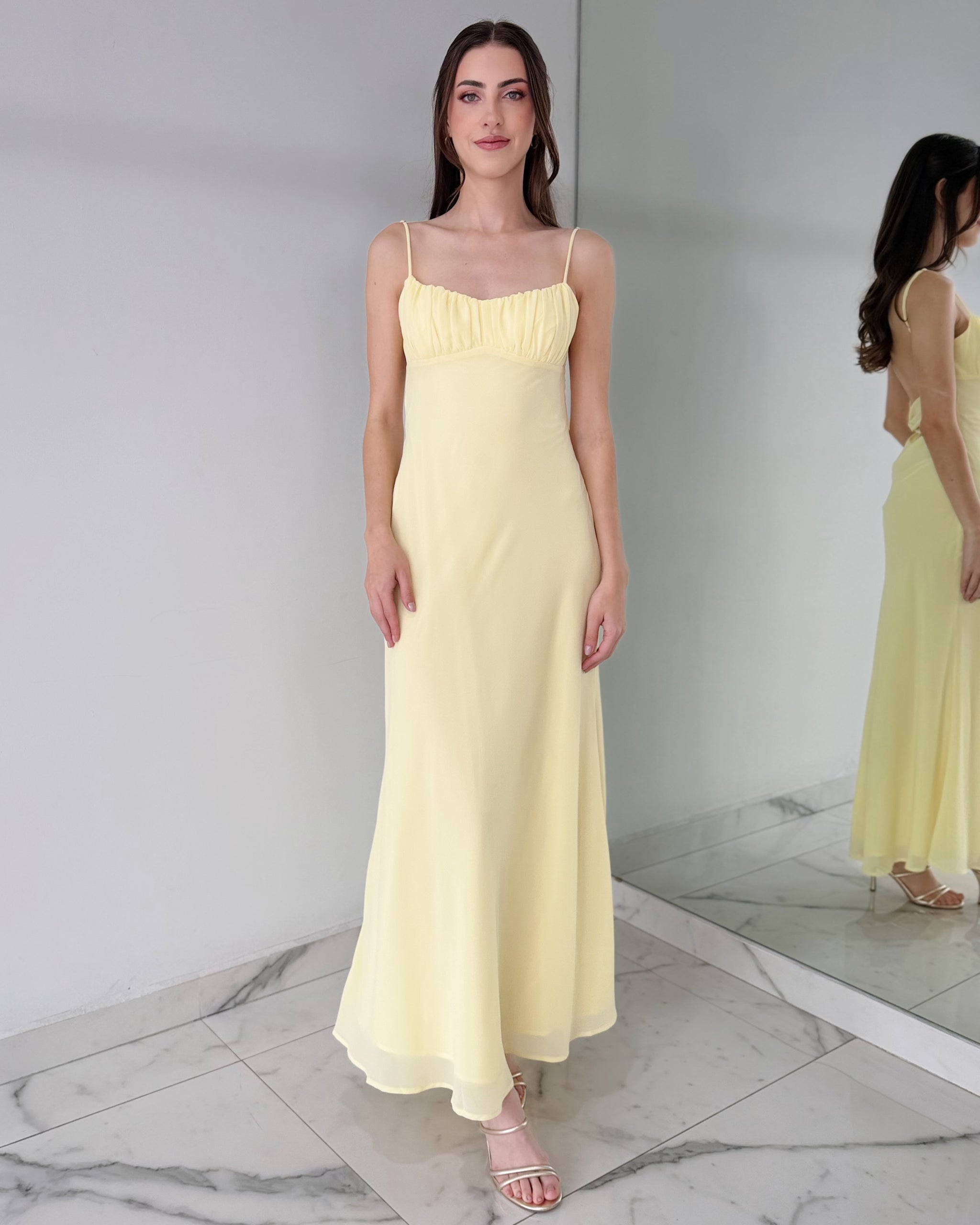 Yellow Lemon Twist Back Maxi Dress