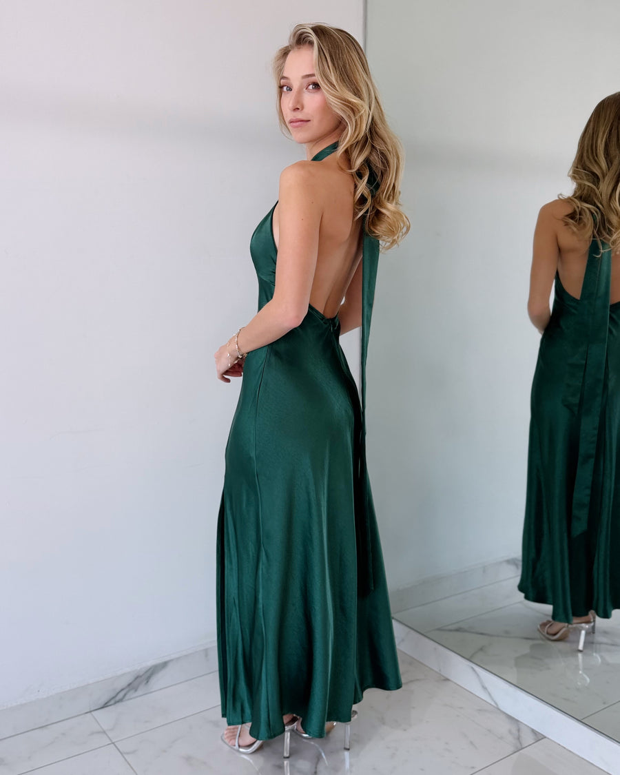Green Cross Neck Maxi Dress