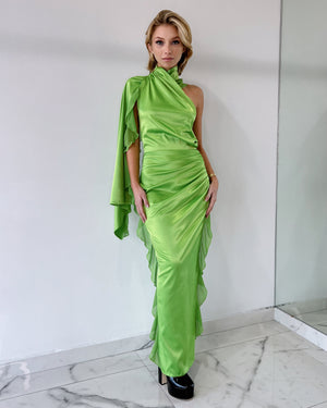 Lime One Shoulder Maxi Dress