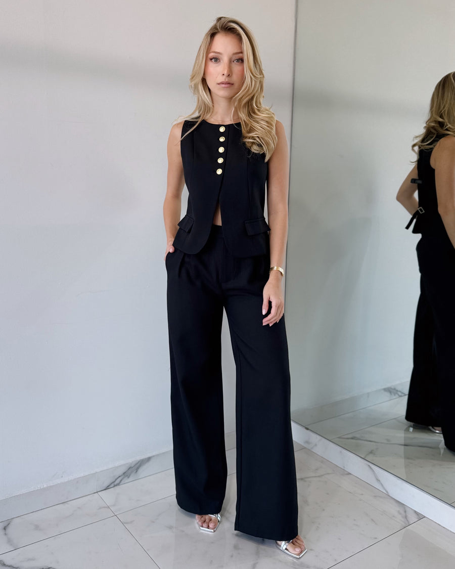 Black Top + Pant Two Piece Set