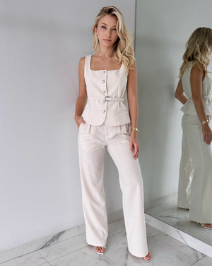 Nude Belt Top + Pant Two Piece Set