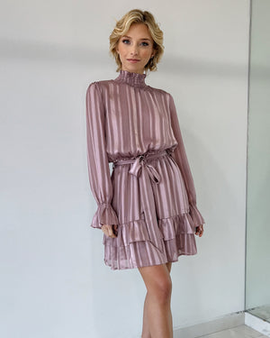Mauve Stripped Short Dress