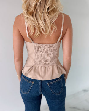 Nude Blazer Crop Top