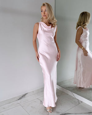 Baby Pink Blush Open Back Maxi Dress