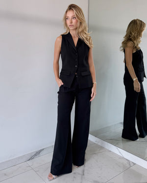 Black Top + Pant Two Piece Set