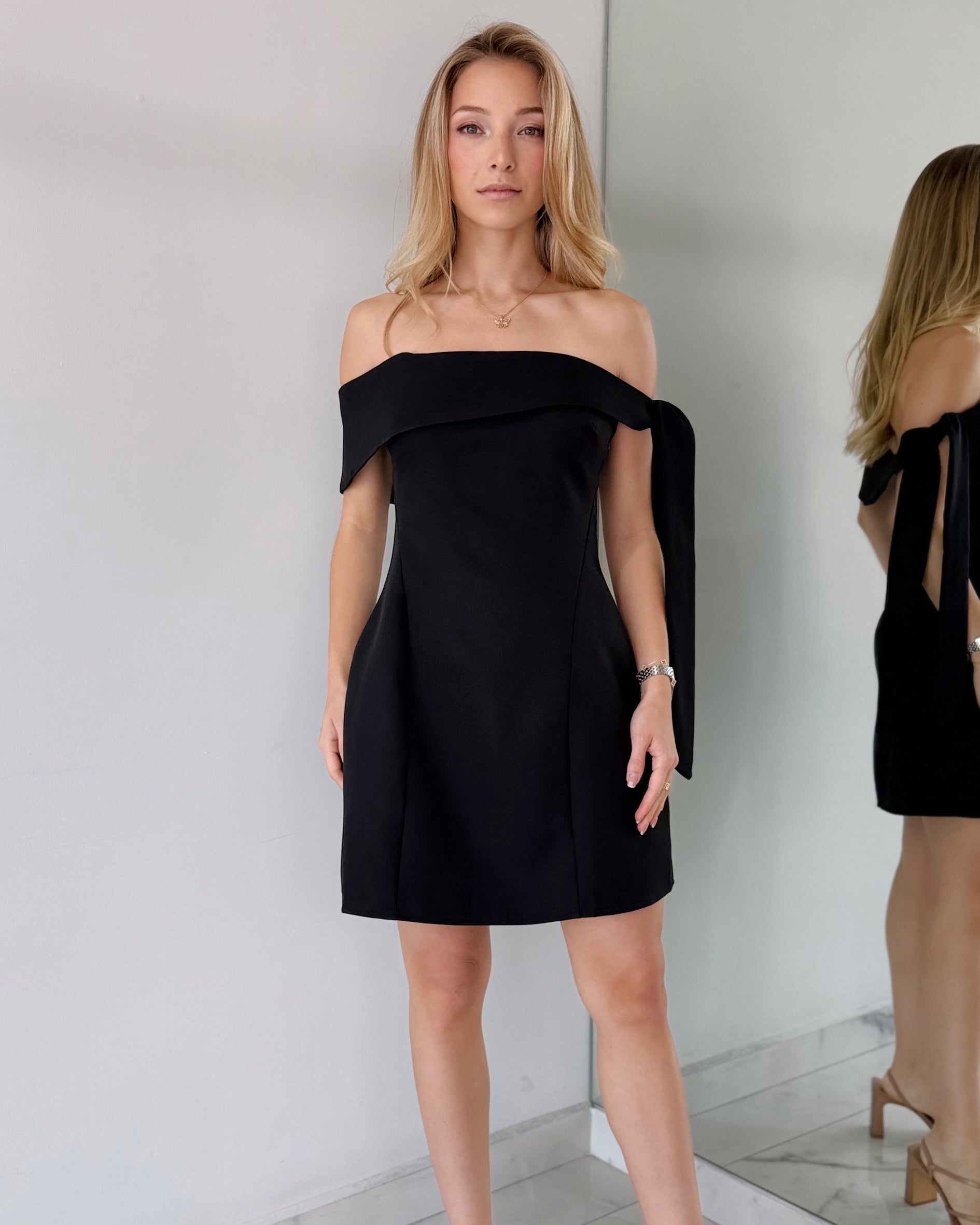 Black Off Shoulder Mini Dress
