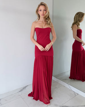Red Strapless Gown Dress