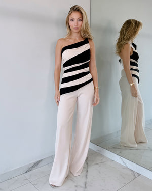 Nude Black One Shoulder Two Piece Set