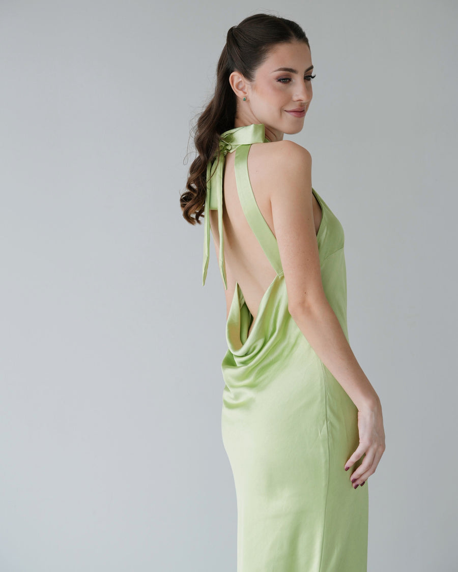 Lemon Open Back Gown Dress